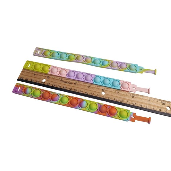 Pop It Fidget Toy Bracelets Set Of 3 Sensory Stress Relief For Kids Adults 8 In - Picture 2 of 3